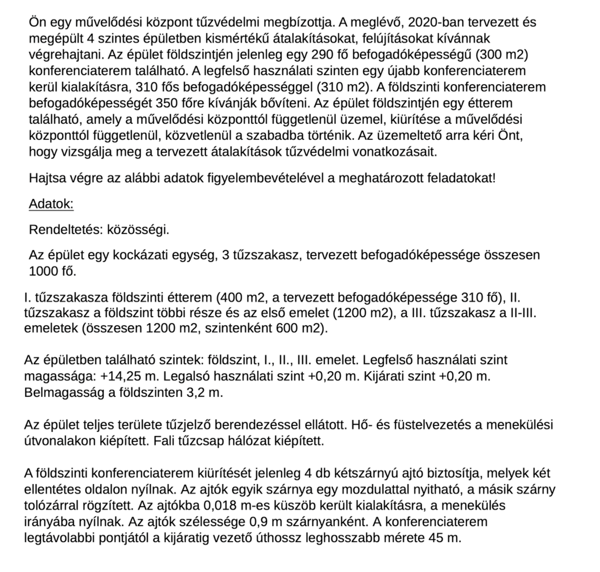 Tűzvédelmi felkészítés vizsgafeladat